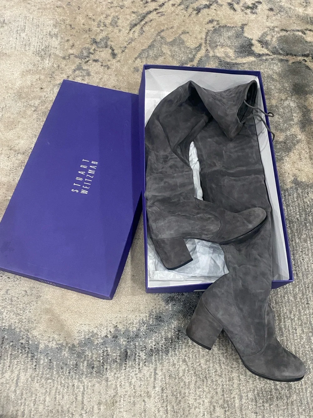 Stuart Weitzman Gray Suede Over-the-Knee Boots